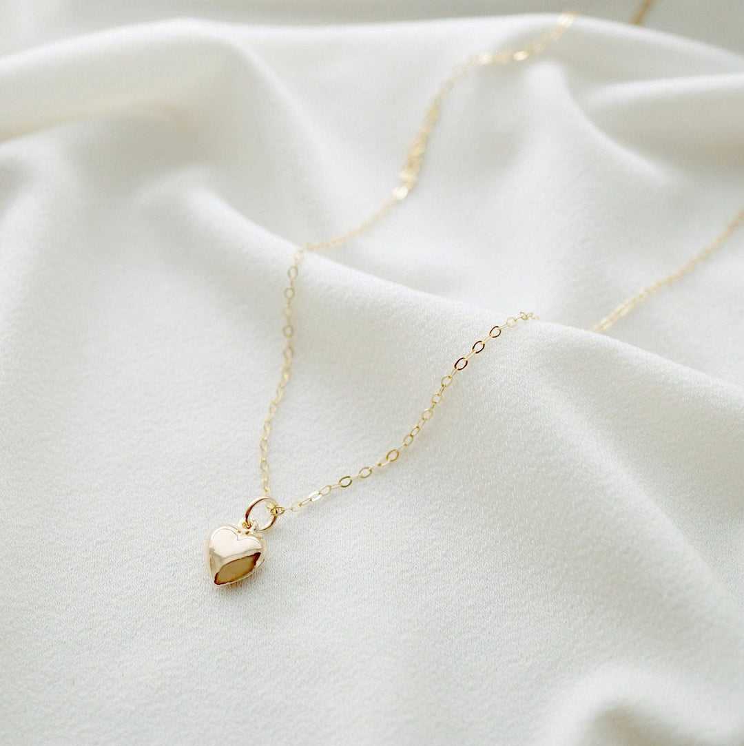 Tiny 14K Gold Fill Heart Necklace - 18” chain