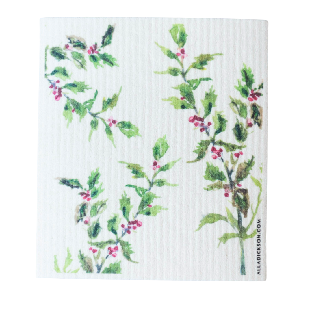 Christmas Dishcloth Holly Dishcloth Christmas Holly