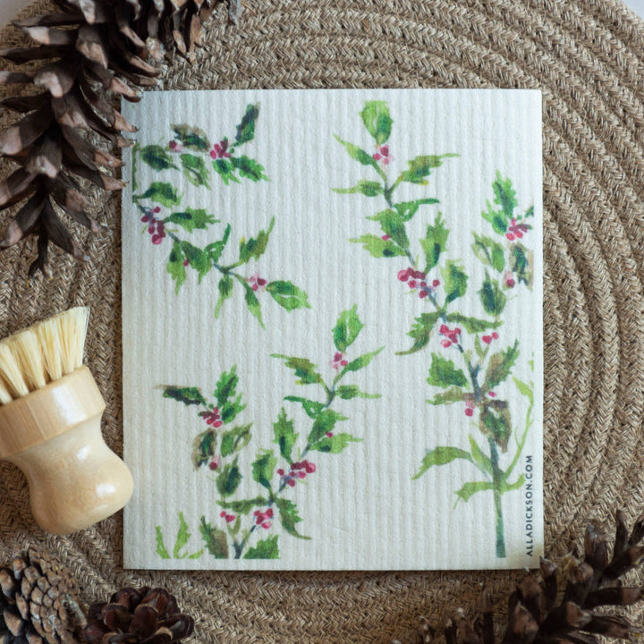 Christmas Dishcloth Holly Dishcloth Christmas Holly