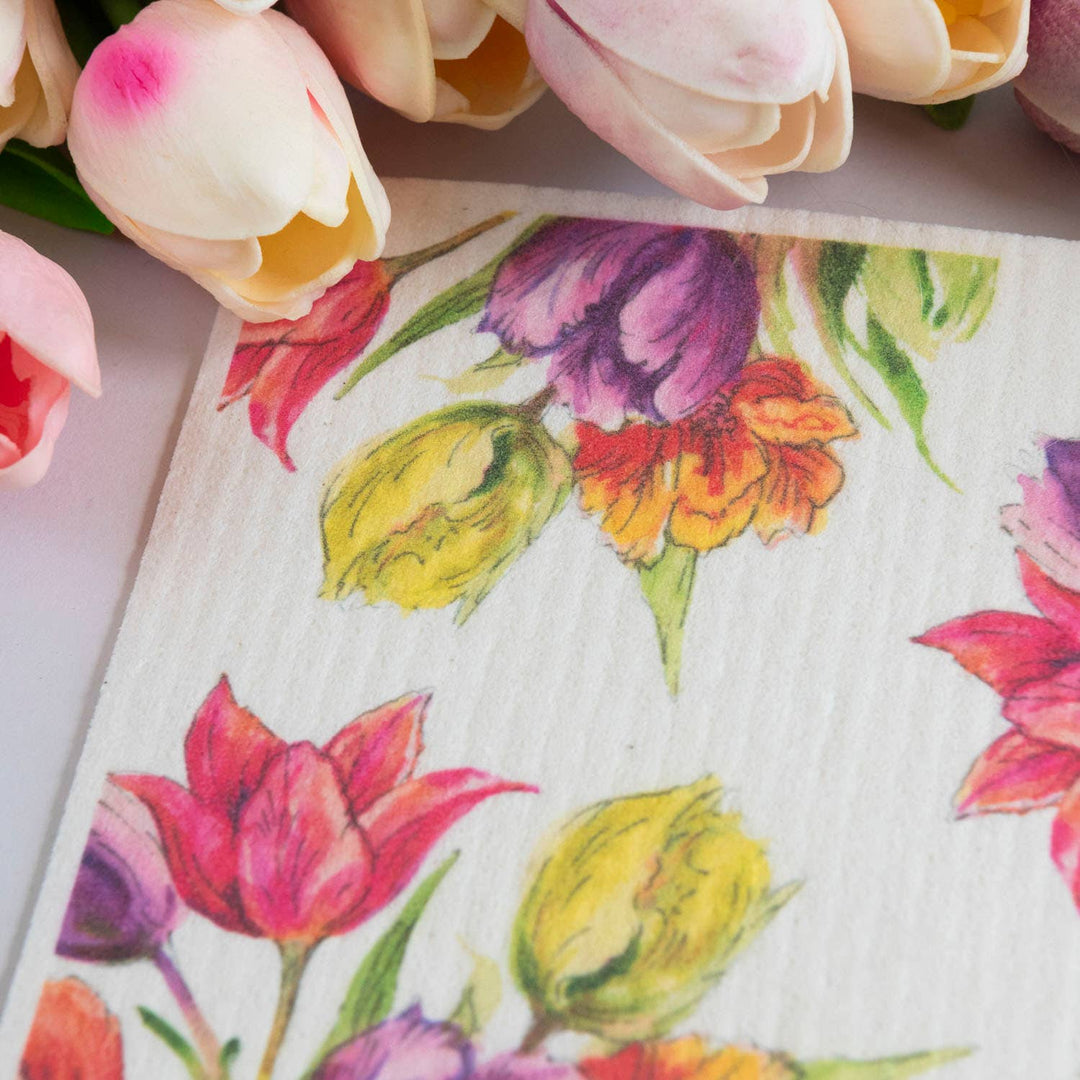 Floral Bouquet Tulip Bunch Swedish Dishcloth Tulips