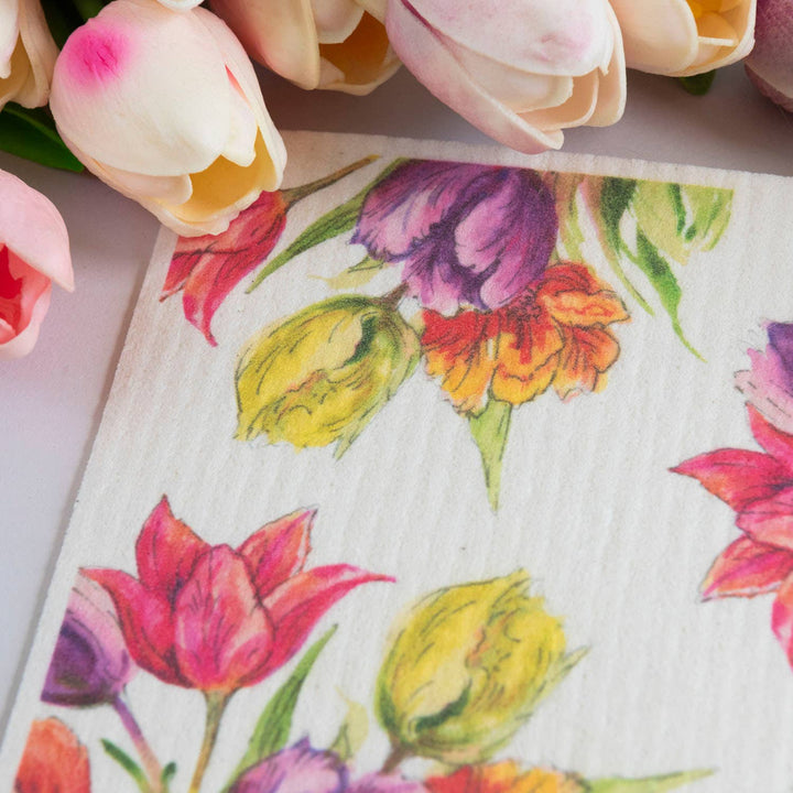 Floral Bouquet Tulip Bunch Swedish Dishcloth Tulips
