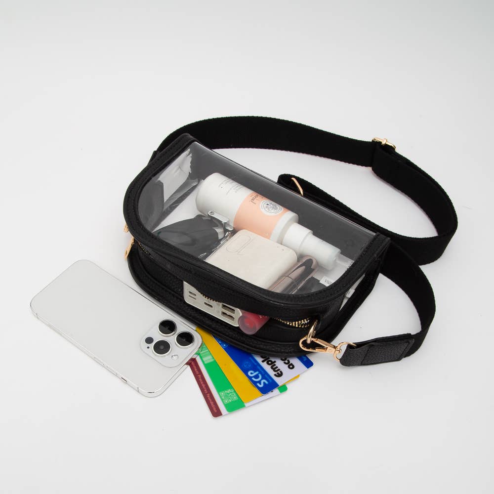 Game Day Stadium Clear Crossbody Bag - White