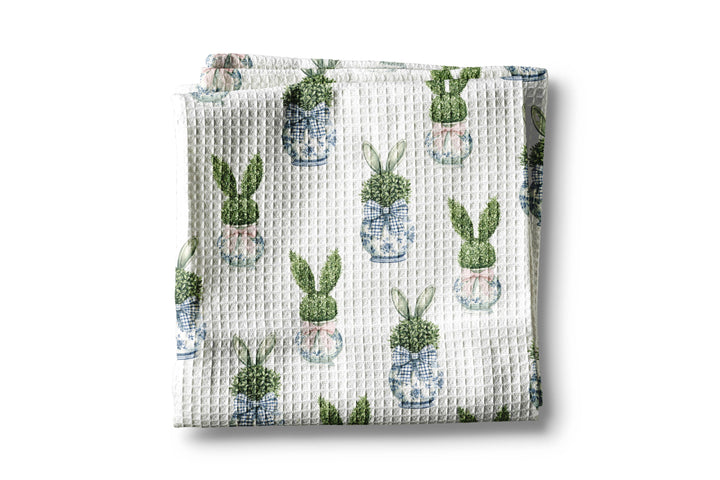 Easter Topiary Bunny Spring Egg Kitchen Towel Waffle Preppy