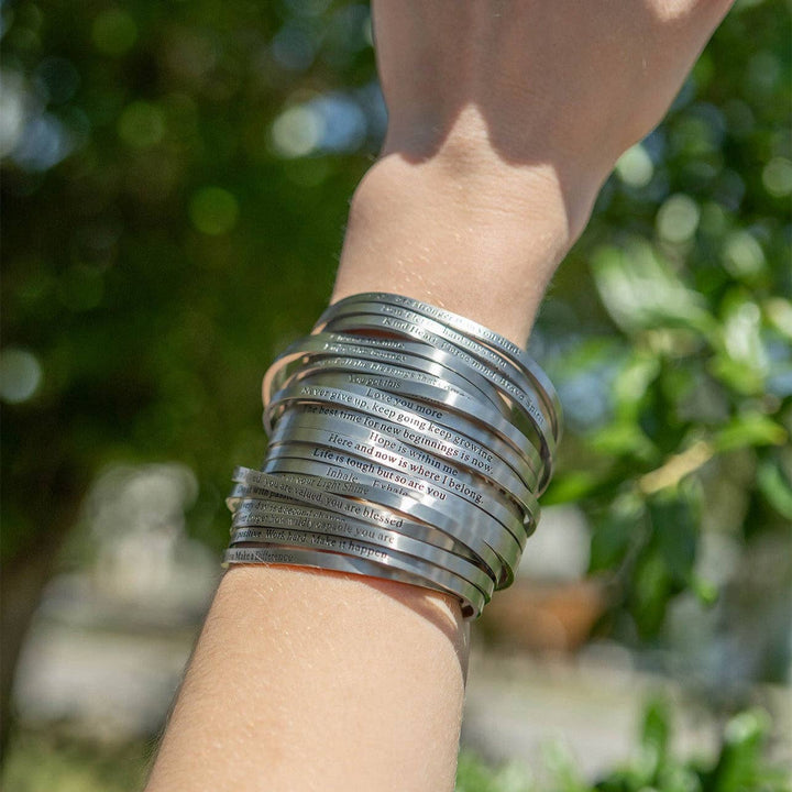 18K Gold PVD You are Loved Engraved Bangle Bracelet