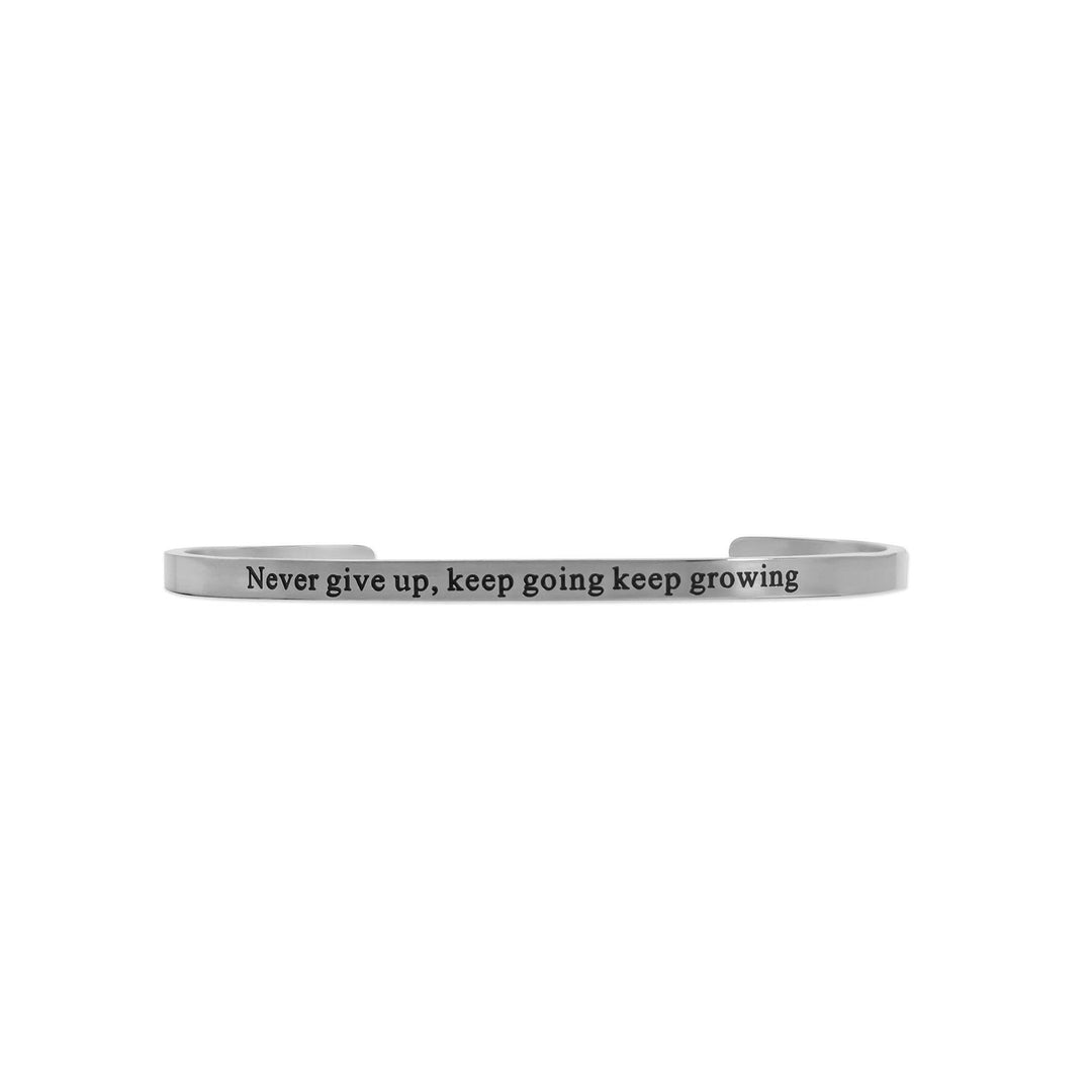 18K Gold PVD Never give up Engraved Bangle Bracelet
