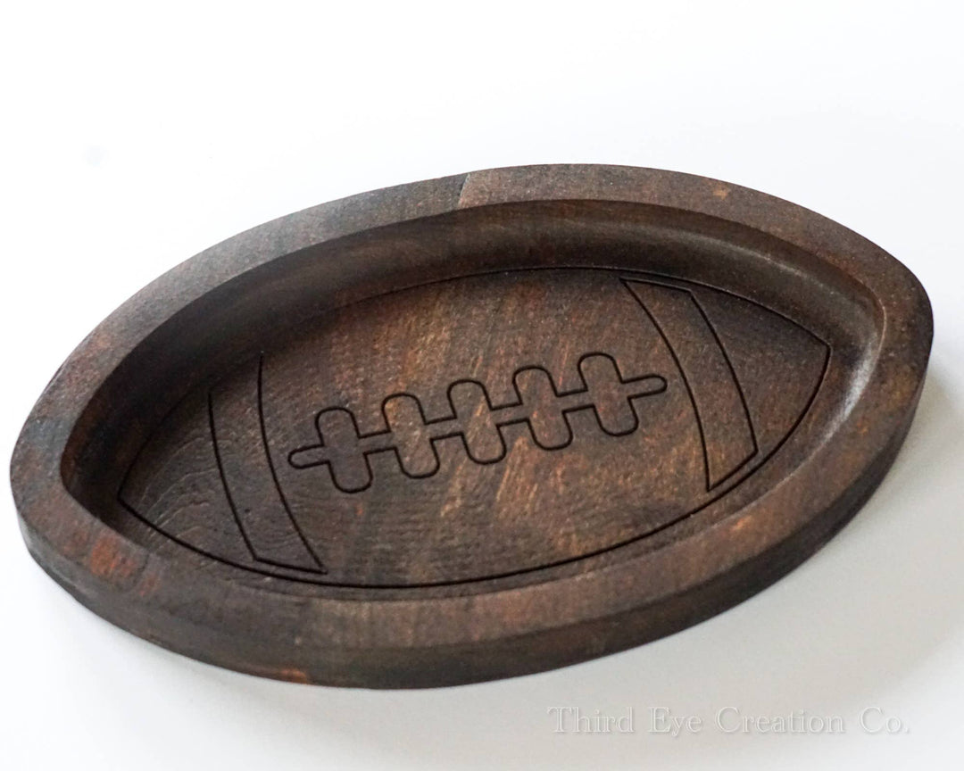 Hardwood Football Tray, Sports Tray, Catchall Tray
