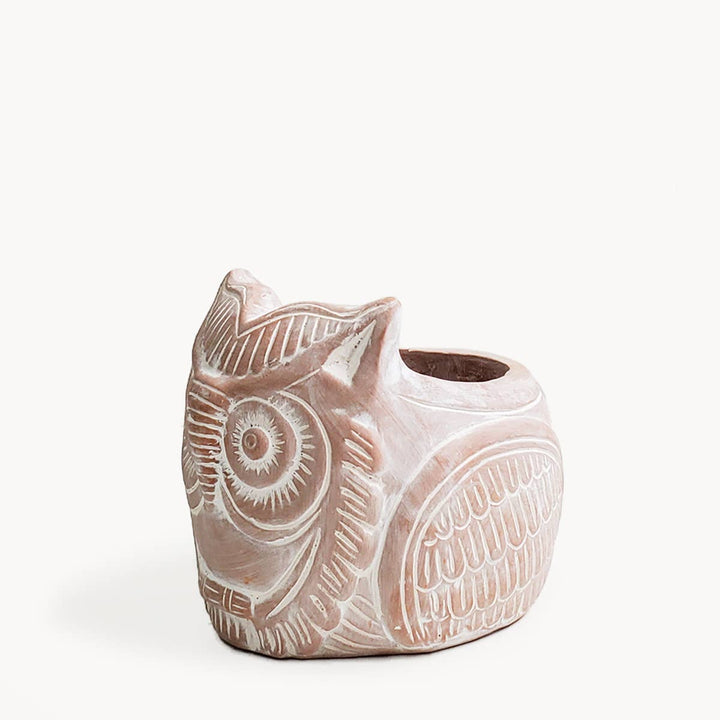 Handmade Planter Pot • Terracotta Pot - Horned Owl