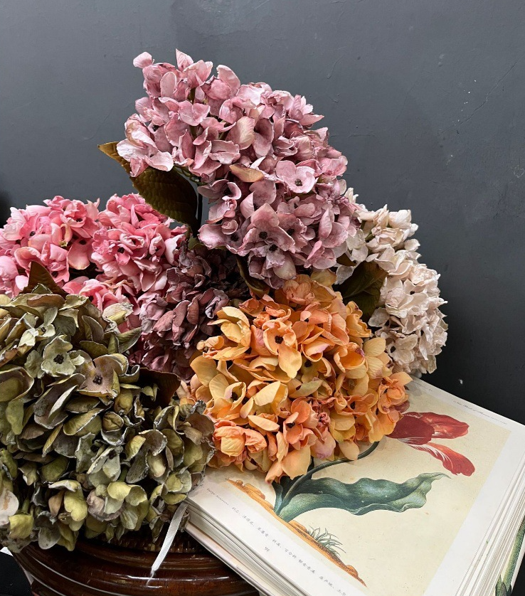 Faux Autunm Hydrangea Flower Bunchs, 3 Flowers/3 Stems