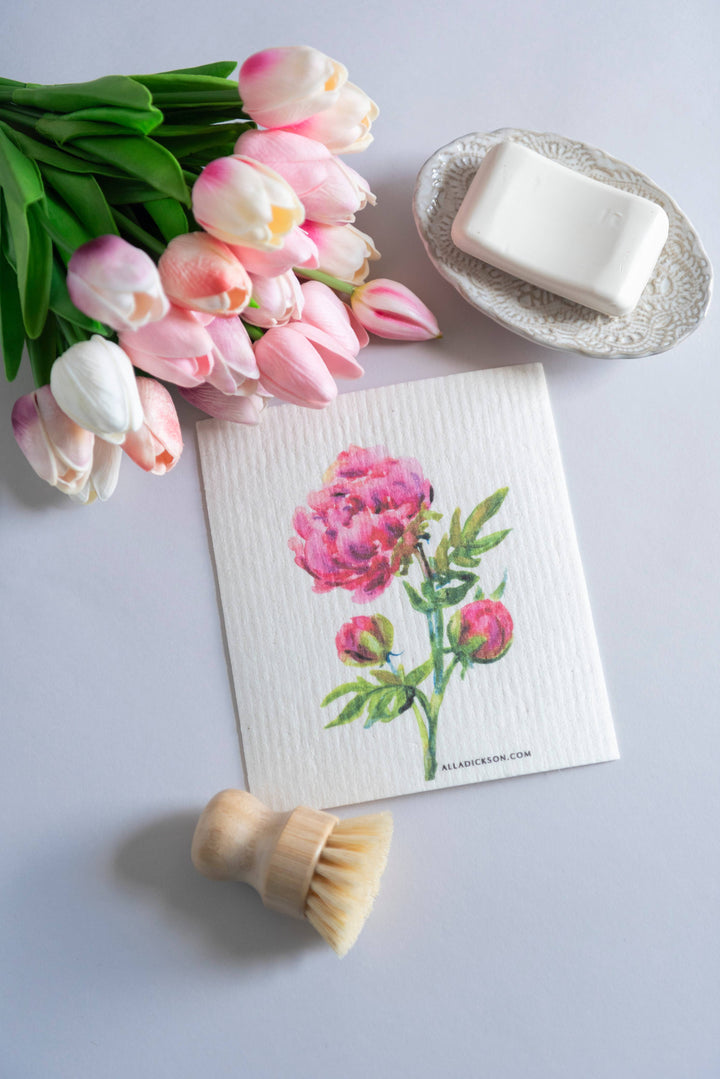 Flower Dishcloth Peony Flower Reusable Swedish Dish Cloth