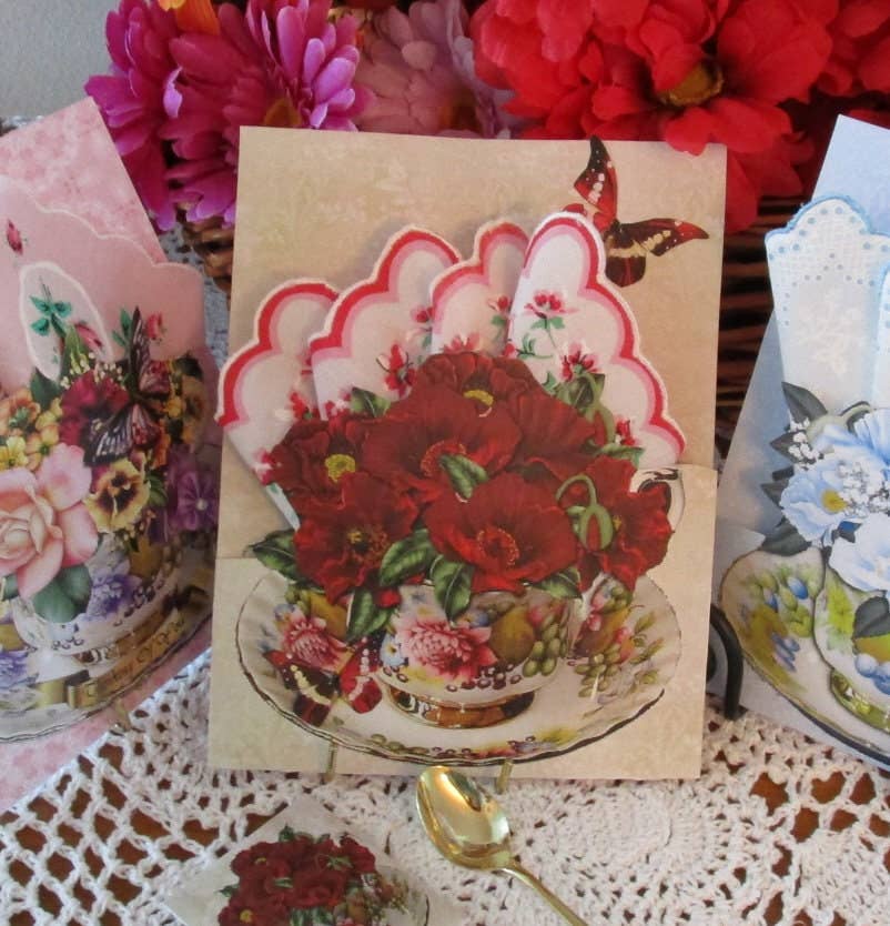 Keepsake Teacup Hankie Cards